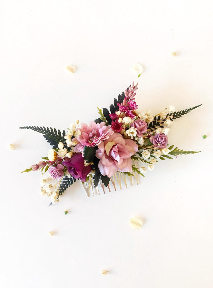 Purple Flower Hair Comb: Romantic Bridal Hair Accessories – handmade floral hair accessory by magaela