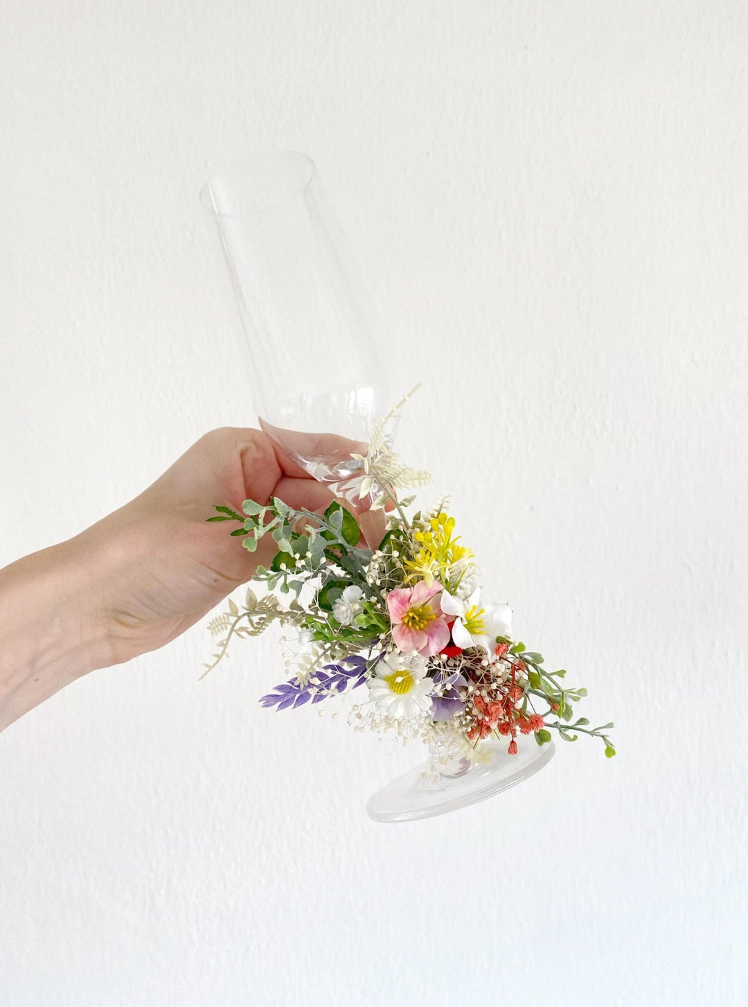 Wildflower Wedding Glass Decoration: Cottagecore Bridal Decor – handmade floral hair accessory by magaela