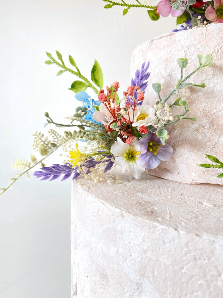 Wildflower Wedding Cake Topper Set: Boho Meadow Flowers, Artificial & Preserved – handmade floral hair accessory by magaela