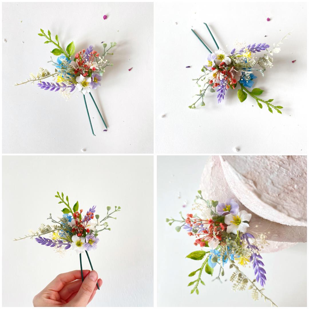 Wildflower Wedding Cake Topper Set: Boho Meadow Flowers, Artificial & Preserved – handmade floral hair accessory by magaela