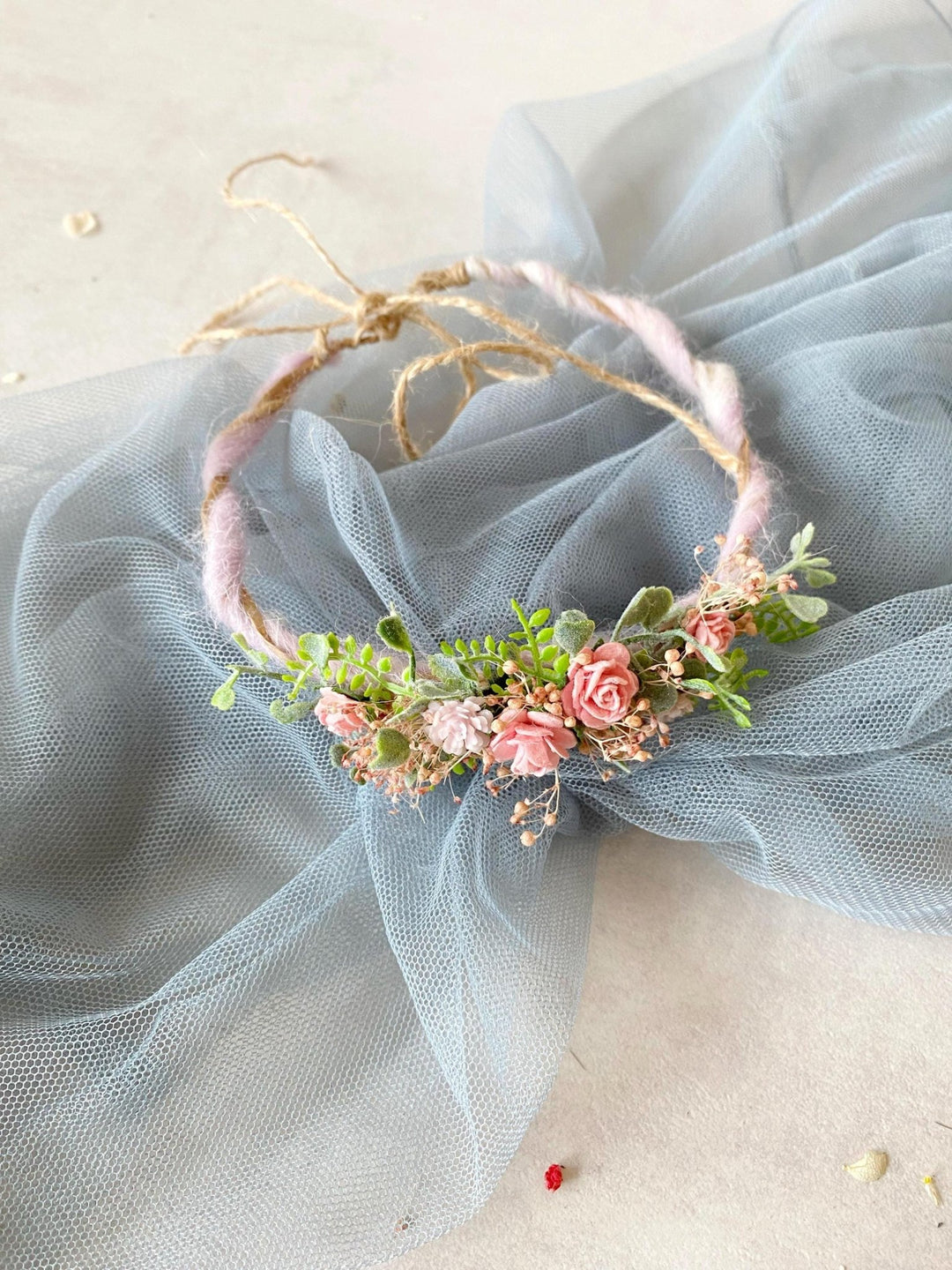 Newborn Flower Crown: Pink Floral Wreath, Baby Photo Prop – handmade floral hair accessory by magaela