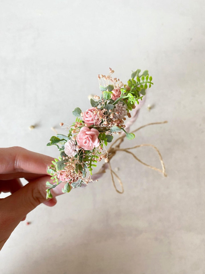 Newborn Flower Crown: Pink Floral Wreath, Baby Photo Prop – handmade floral hair accessory by magaela