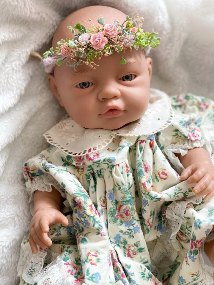 Newborn Flower Crown: Pink Floral Wreath, Baby Photo Prop – handmade floral hair accessory by magaela