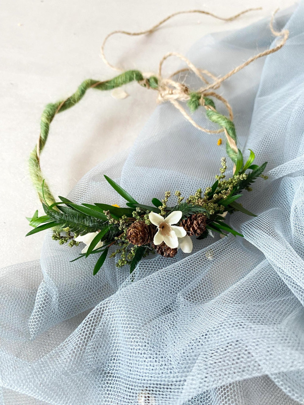 Woodland Newborn Flower Wreath: Greenery Photo Prop, Baby Crown – handmade floral hair accessory by magaela