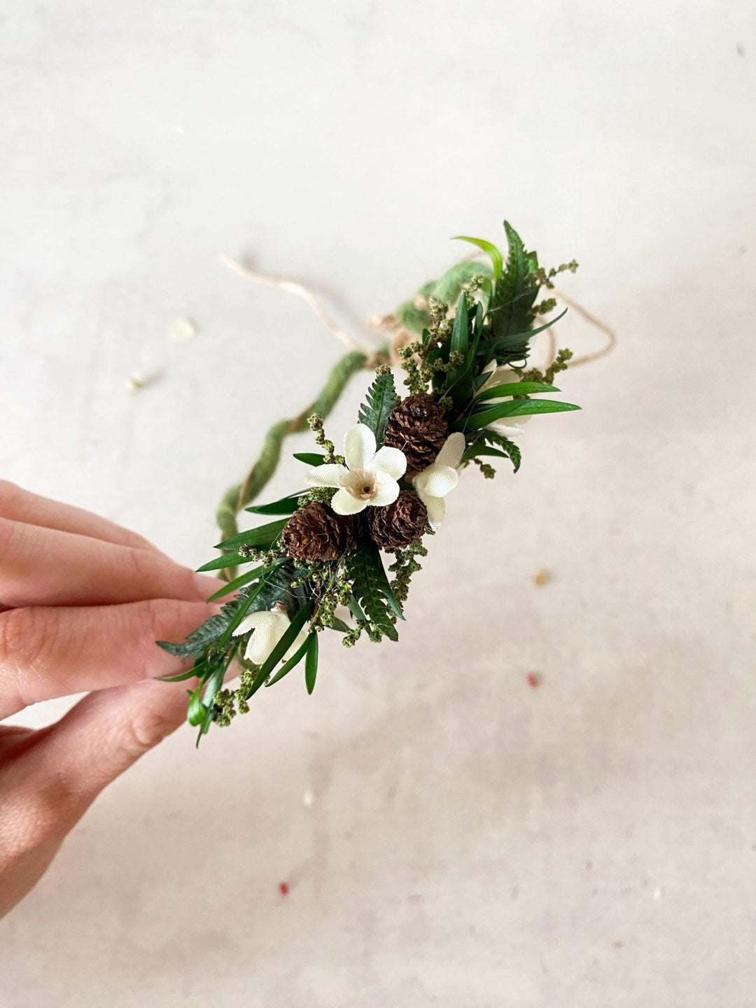 Woodland Newborn Flower Wreath: Greenery Photo Prop, Baby Crown – handmade floral hair accessory by magaela