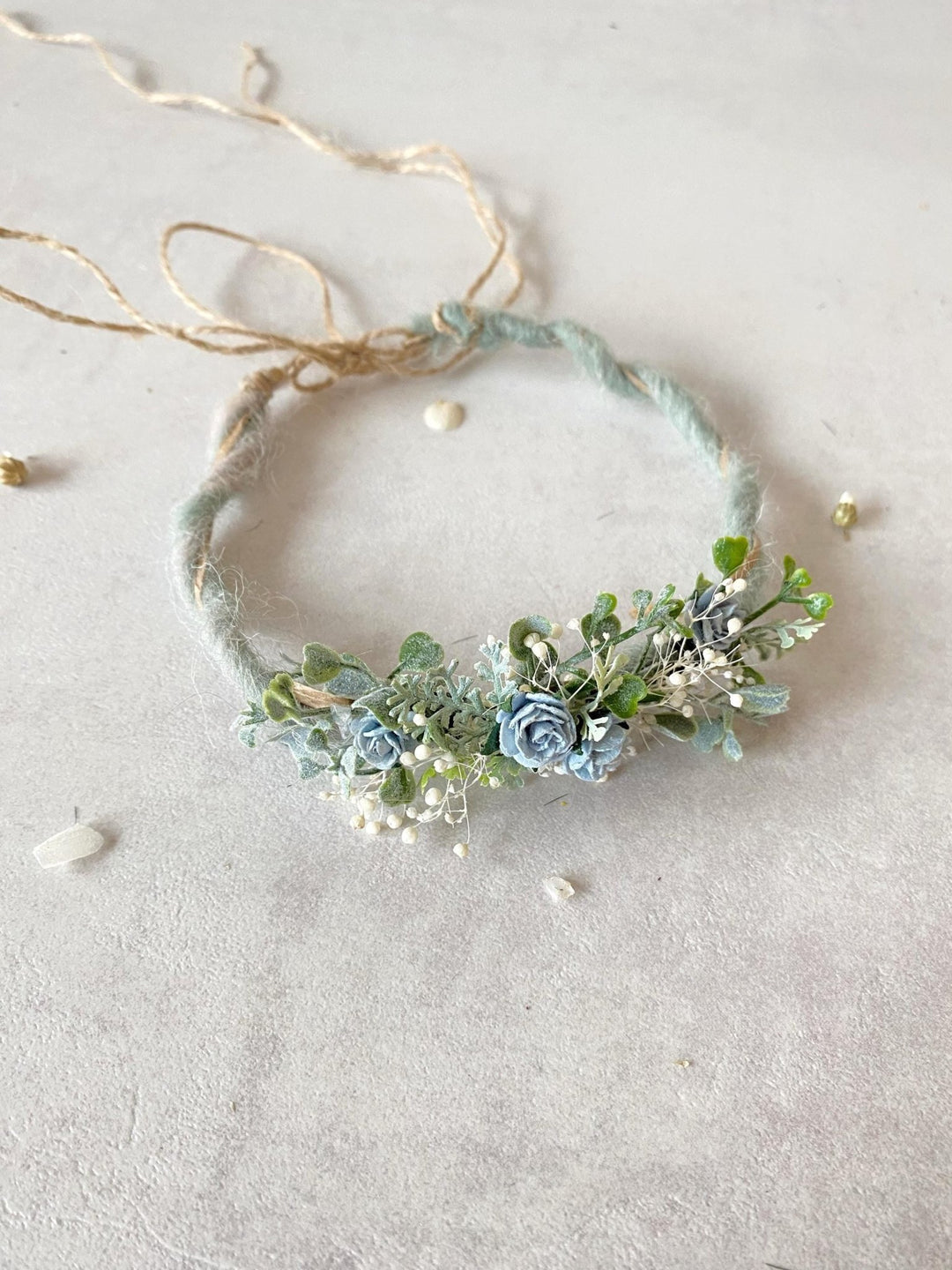 Baby Flower Crown: Blue Mint Floral Photo Prop – handmade floral hair accessory by magaela