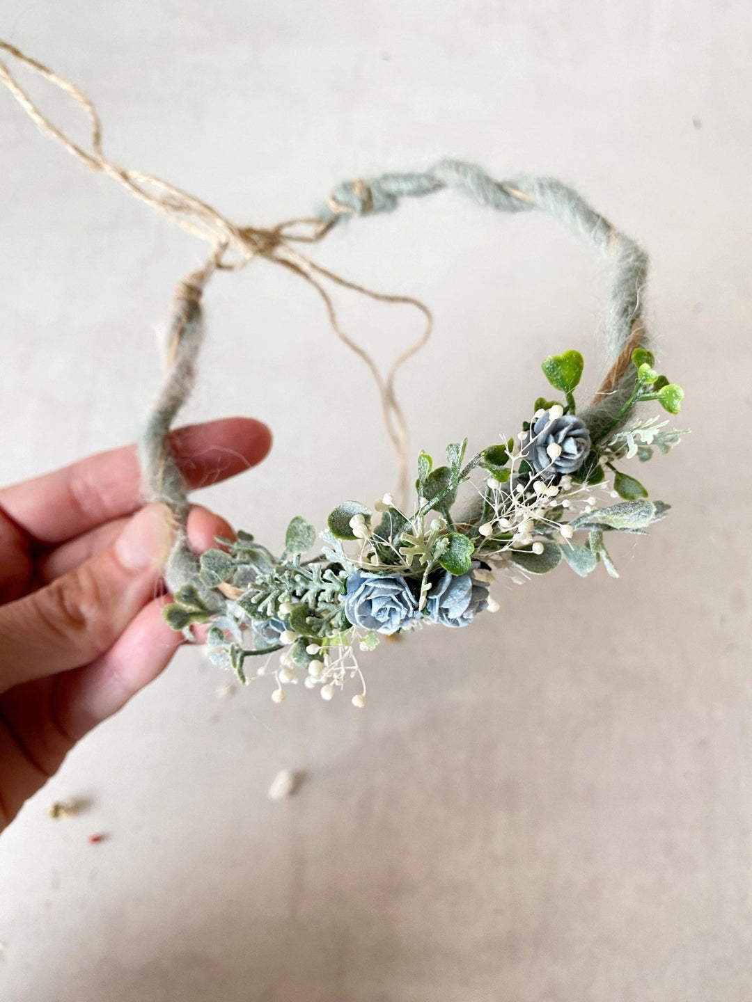 Baby Flower Crown: Blue Mint Floral Photo Prop – handmade floral hair accessory by magaela
