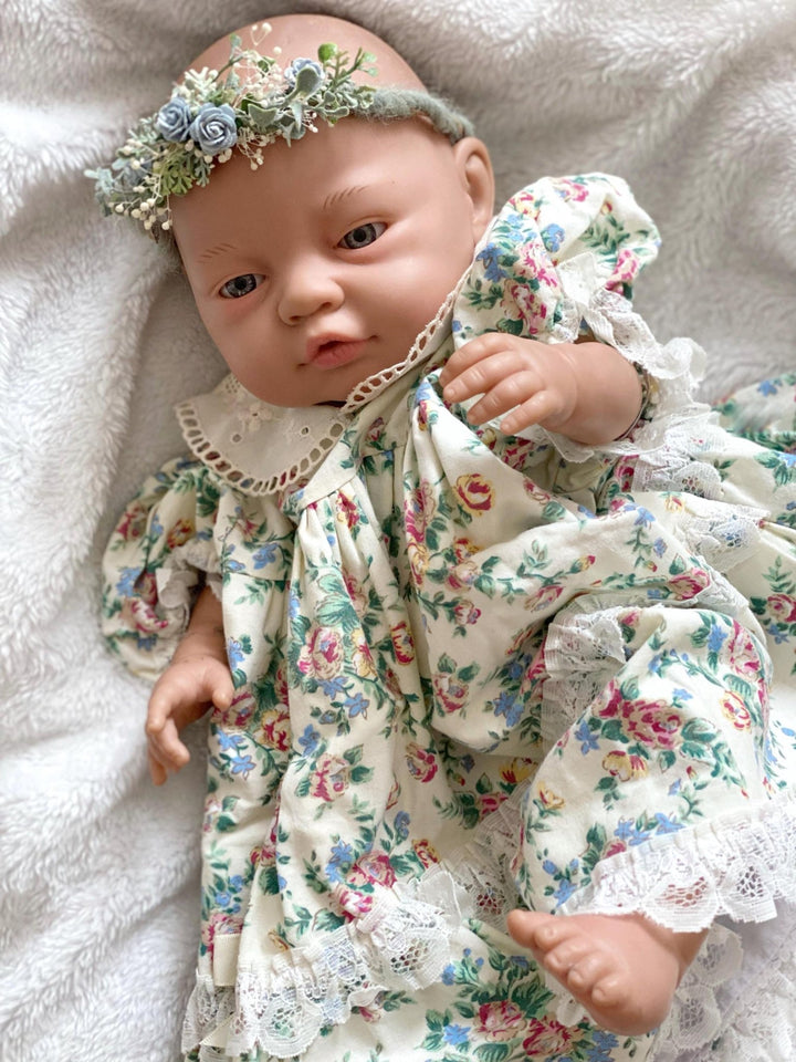 Baby Flower Crown: Blue Mint Floral Photo Prop – handmade floral hair accessory by magaela