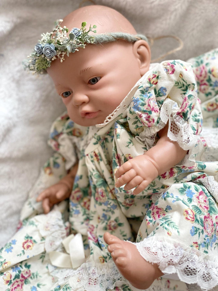 Baby Flower Crown: Blue Mint Floral Photo Prop – handmade floral hair accessory by magaela