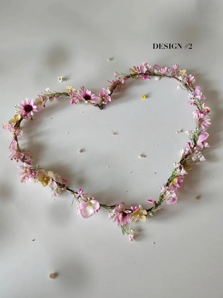 Customizable Pink Cherry Blossom Wedding Hair Garland – handmade floral hair accessory by magaela