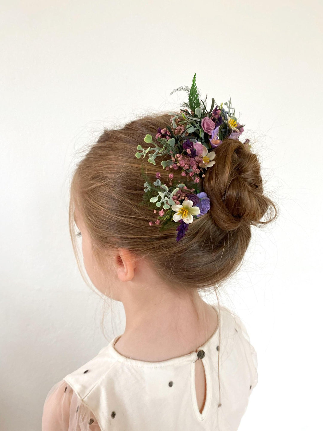 Purple Wildflower Hair Pins: Cottagecore Wedding Hair Accessories – handmade floral hair accessory by magaela