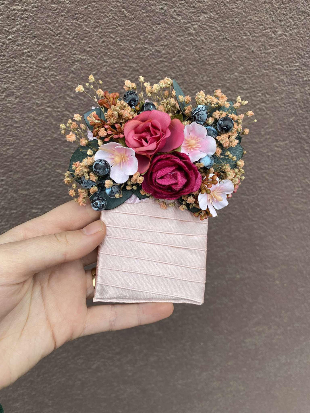 Magenta Rose Bridal Bouquet: Fuchsia Wedding Accessories – handmade floral hair accessory by magaela