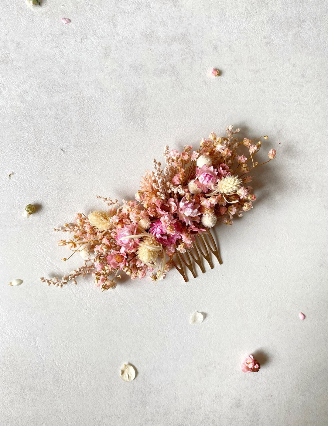 Pink Flower Hair Comb: Rustic Wedding Bridal Hair Clip – handmade floral hair accessory by magaela