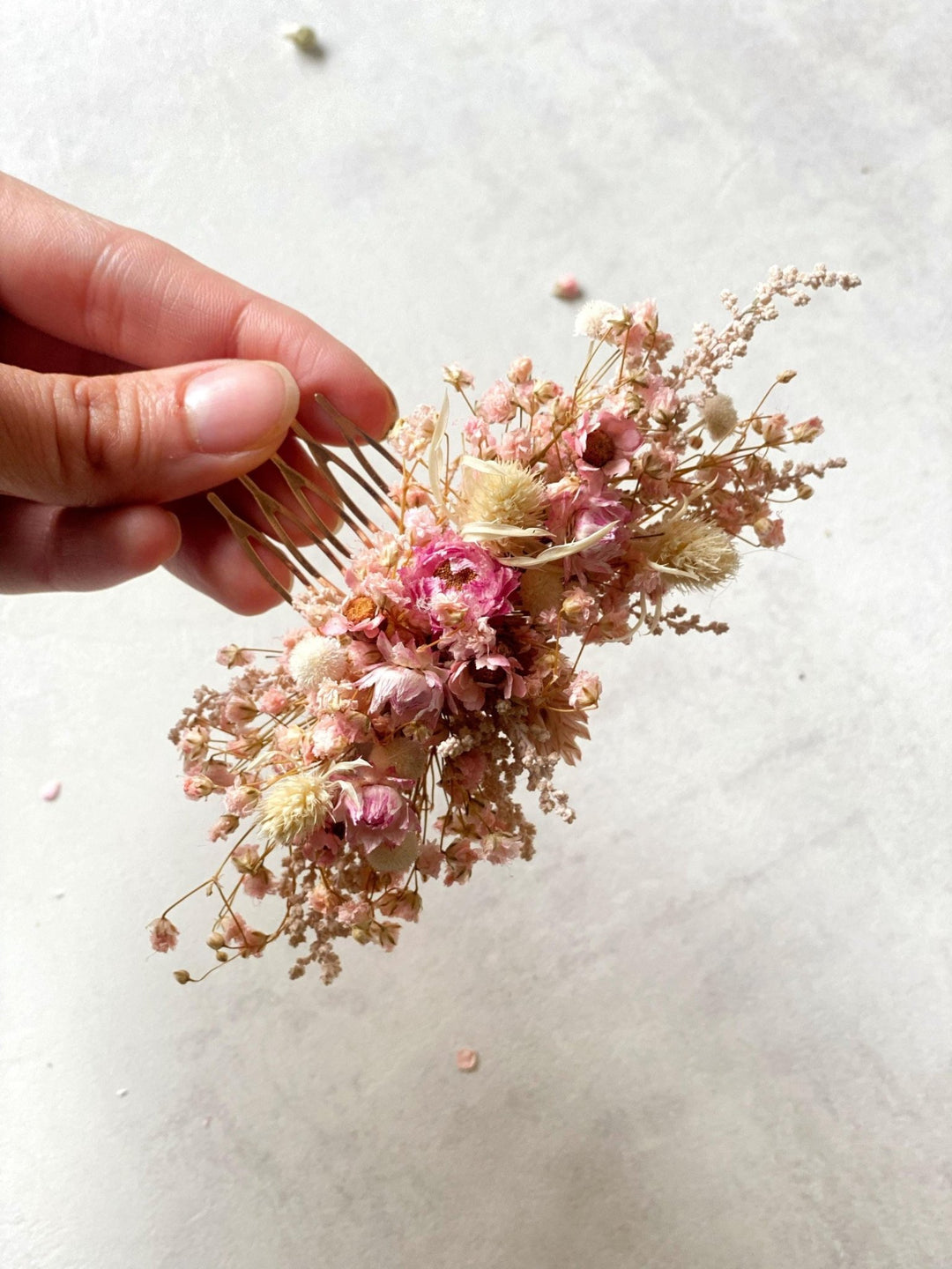 Pink Flower Hair Comb: Rustic Wedding Bridal Hair Clip – handmade floral hair accessory by magaela