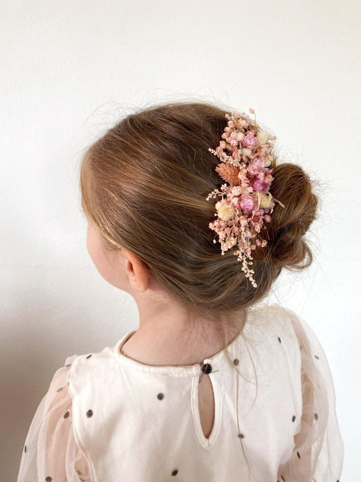 Pink Flower Hair Comb: Rustic Wedding Bridal Hair Clip – handmade floral hair accessory by magaela
