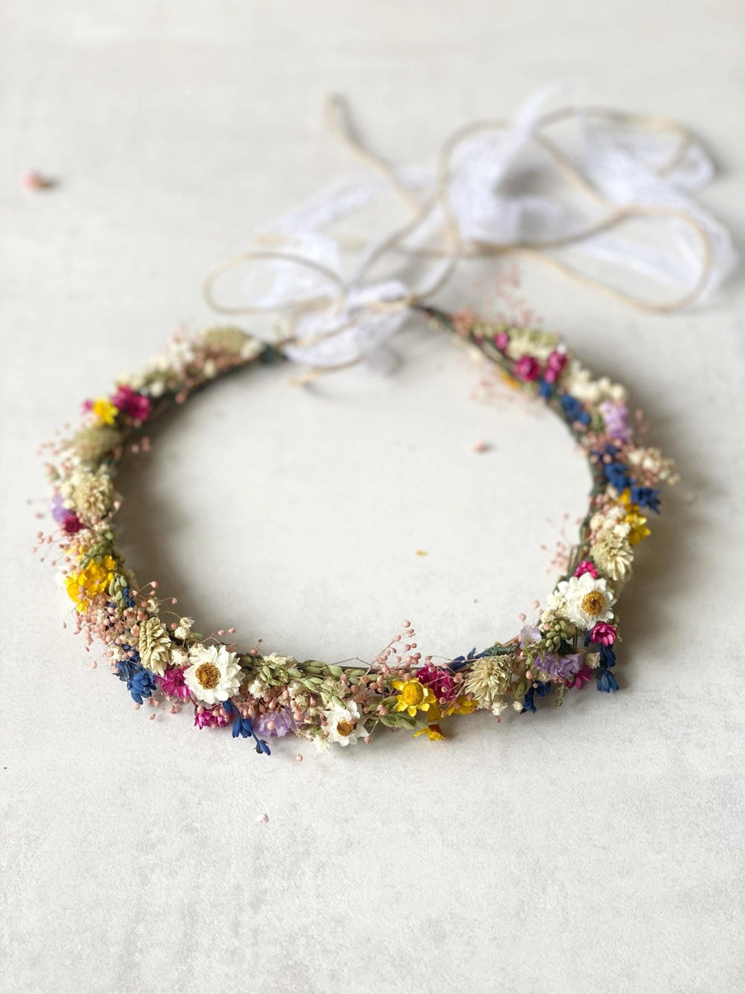 Preserved Flower Bridal Wreath: Rustic Cottagecore Hair Crown – handmade floral hair accessory by magaela