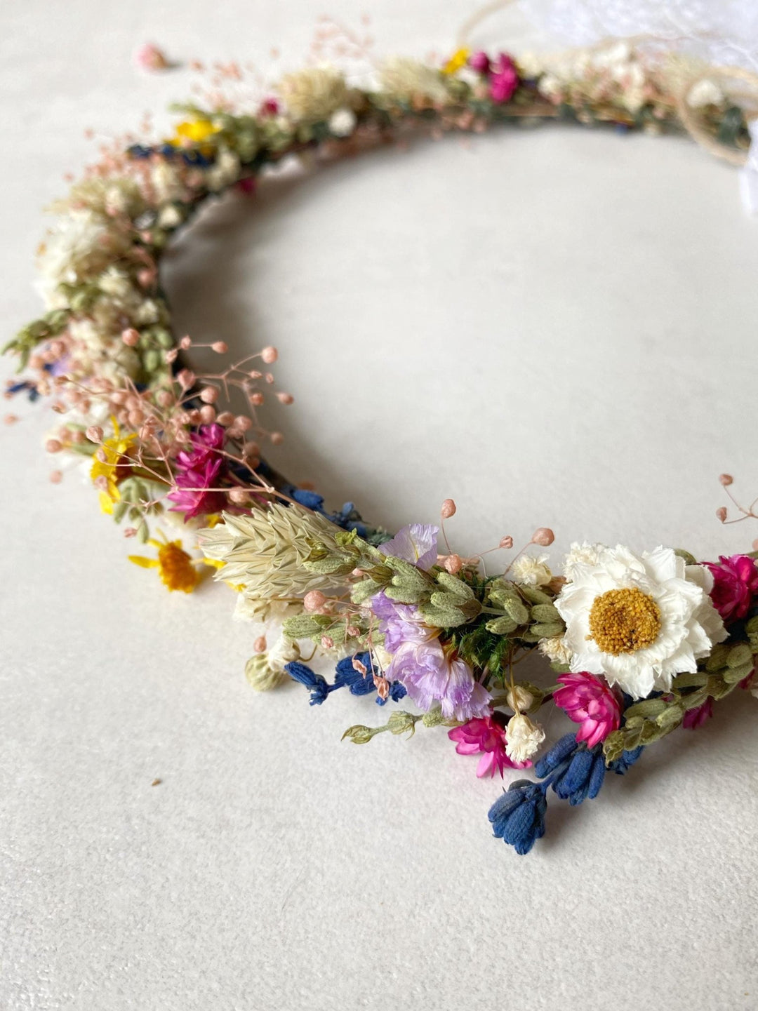 Preserved Flower Bridal Wreath: Rustic Cottagecore Hair Crown – handmade floral hair accessory by magaela