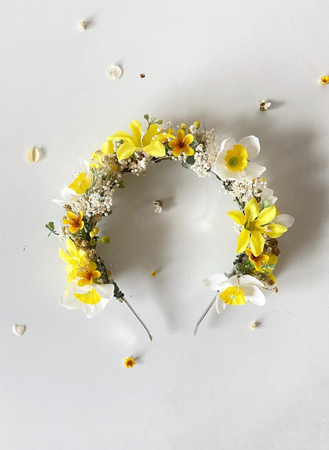 Forsythia Flower Crown: Yellow Narcissus Headband, Bridal Headpiece – handmade floral hair accessory by magaela