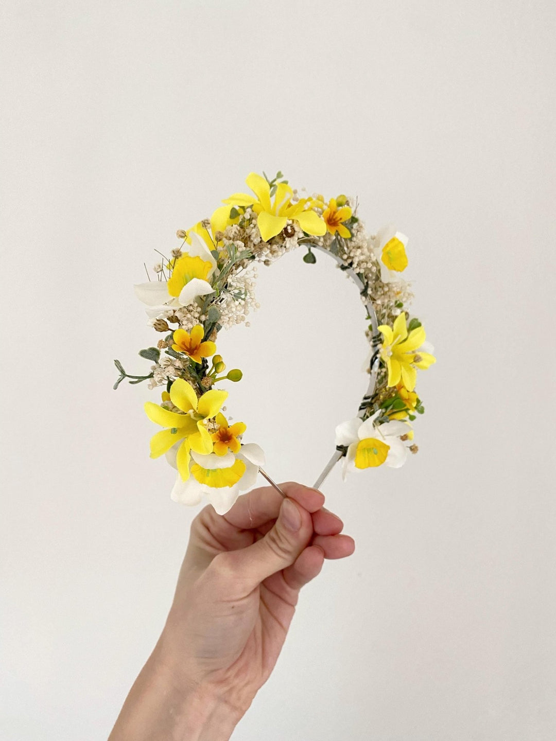 Forsythia Flower Crown: Yellow Narcissus Headband, Bridal Headpiece – handmade floral hair accessory by magaela