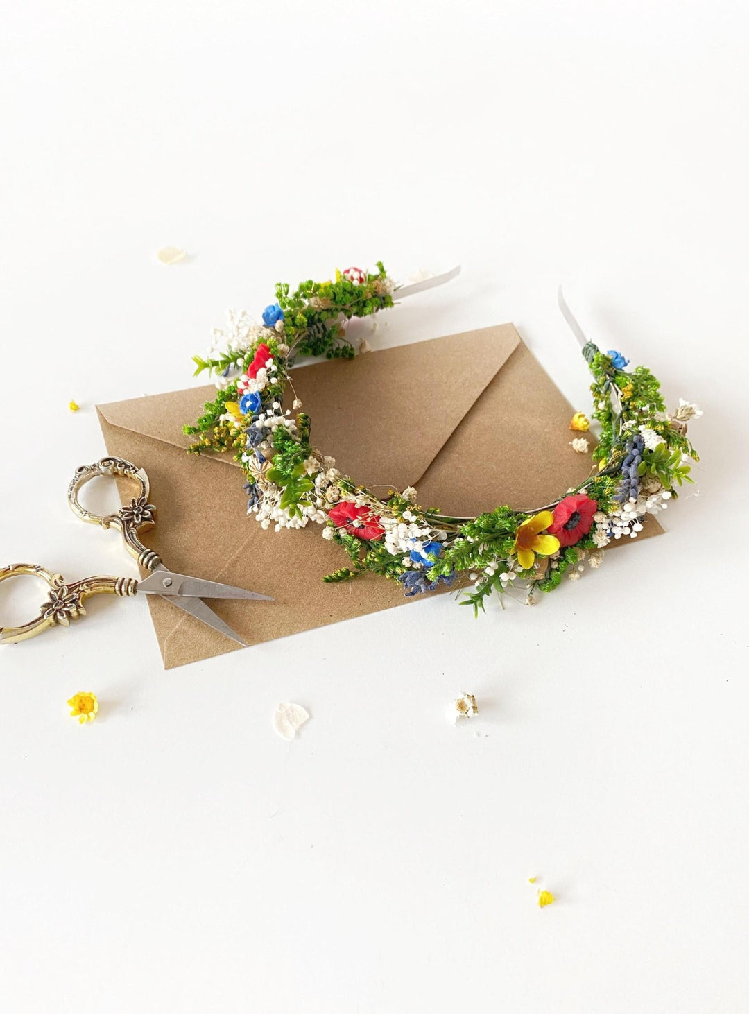 Folk Flower Headband: Slavic Wedding Hair Jewelry, Meadow Headpiece – handmade floral hair accessory by magaela