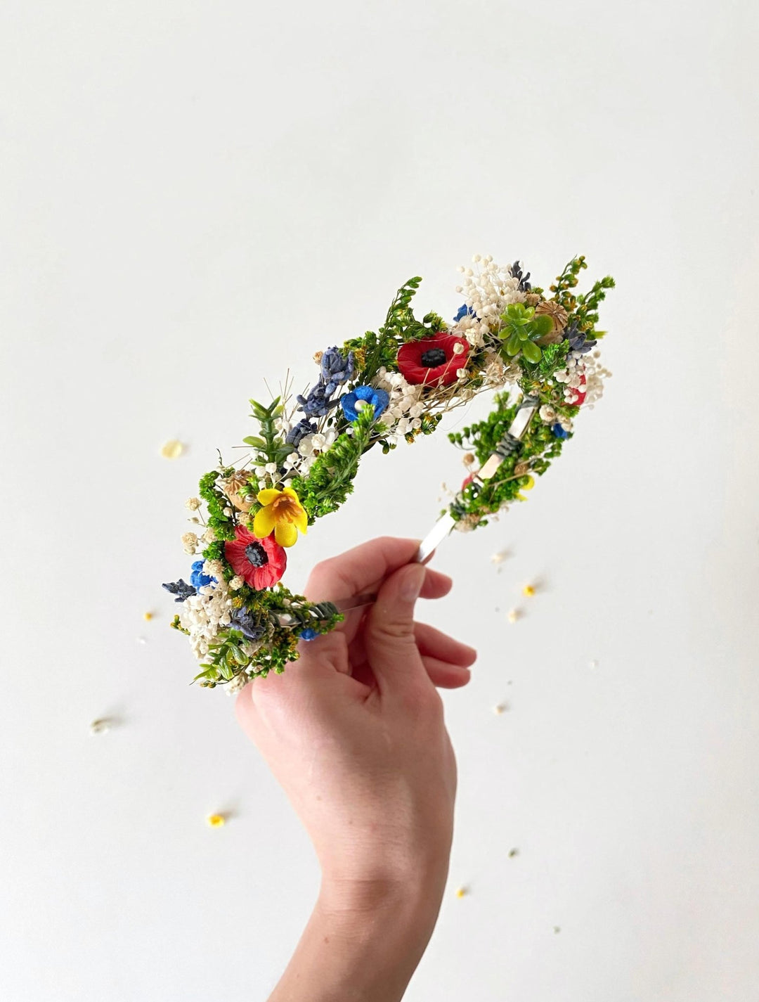 Folk Flower Headband: Slavic Wedding Hair Jewelry, Meadow Headpiece – handmade floral hair accessory by magaela