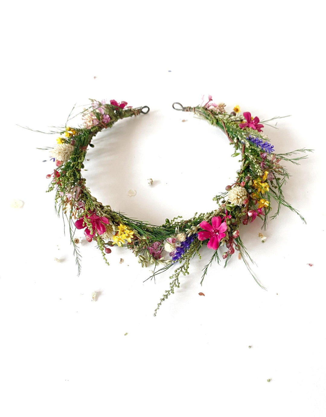 Magenta Wildflower Bridal Wreath: Boho Woodland Wedding Headpiece – handmade floral hair accessory by magaela