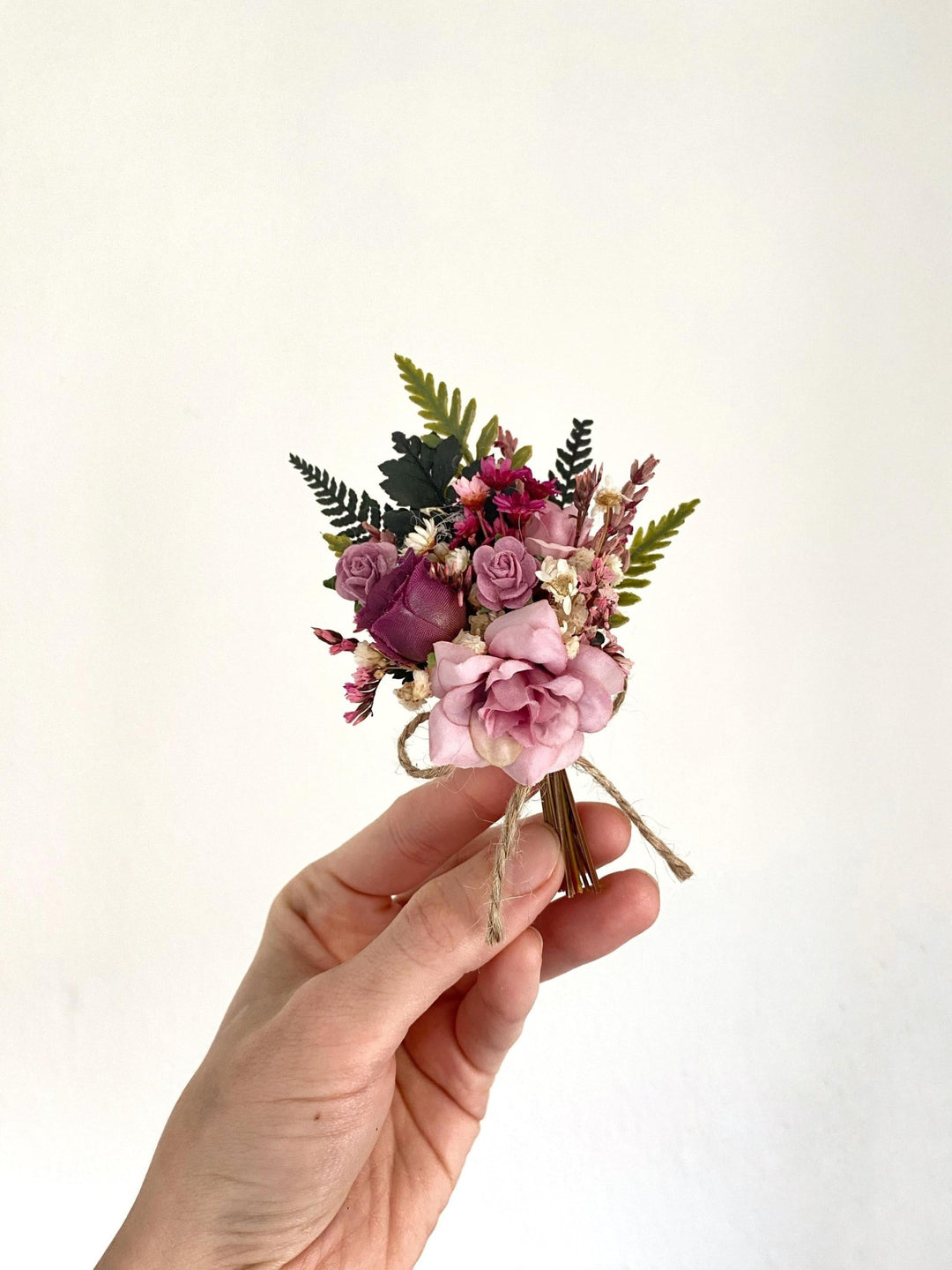 Purple Boho Boutonniere: Rustic Wedding Groom Accessory – handmade floral hair accessory by magaela