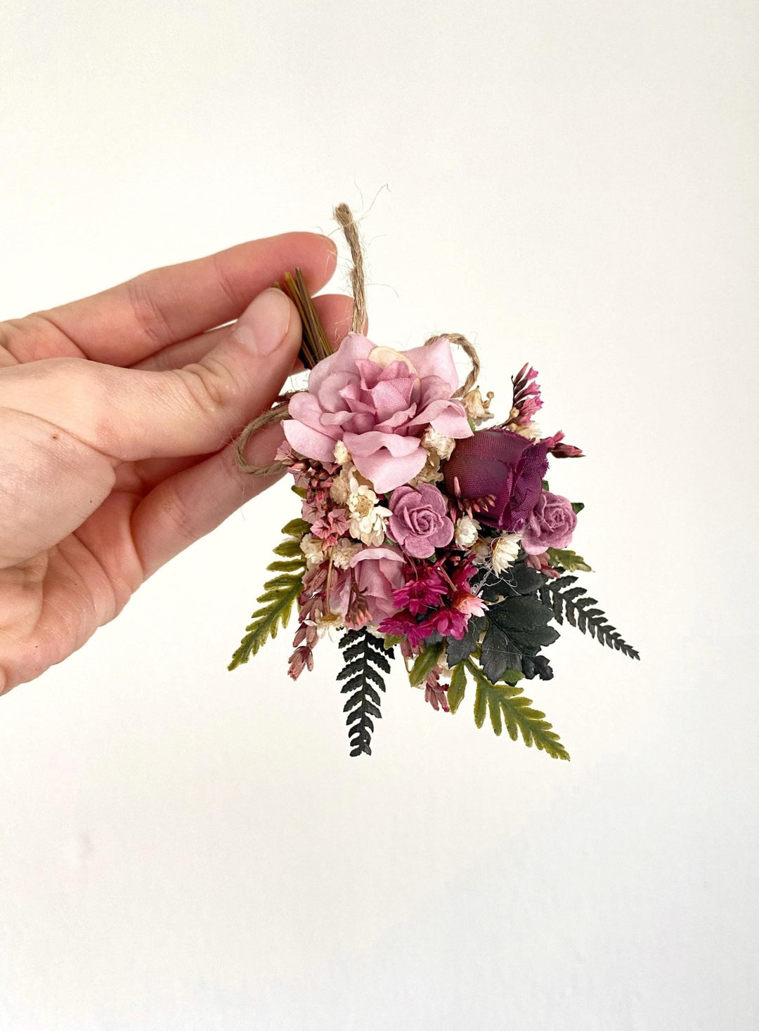 Purple Boho Boutonniere: Rustic Wedding Groom Accessory – handmade floral hair accessory by magaela