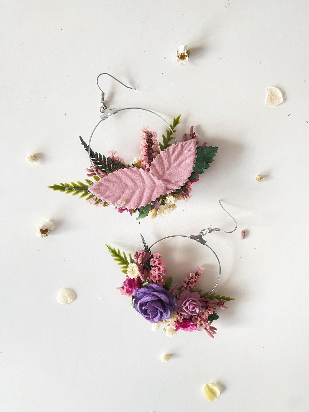 Purple Flower Circle Earrings: Bridal Wedding Jewelry – handmade floral hair accessory by magaela