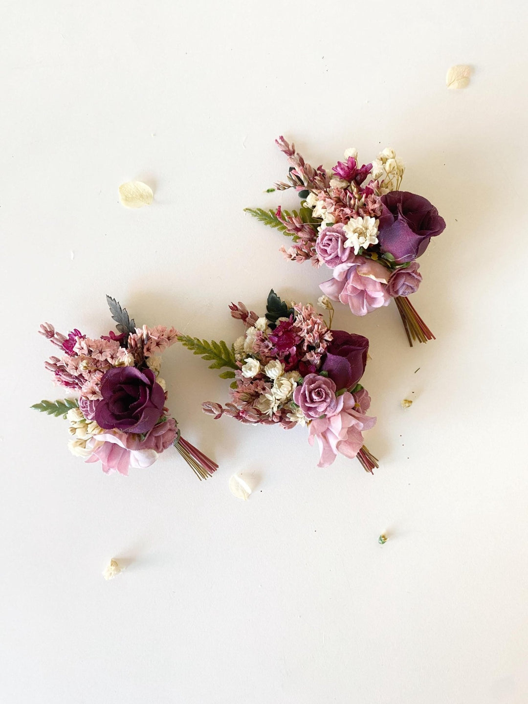 Purple Preserved Flower Boutonniere: Romantic Wedding Accessory – handmade floral hair accessory by magaela