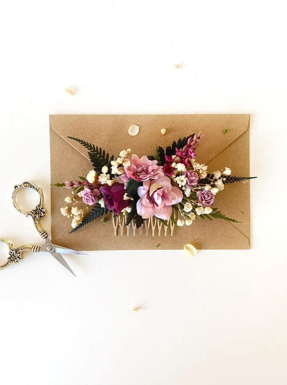 Purple Flower Hair Comb: Romantic Bridal Hair Accessories – handmade floral hair accessory by magaela