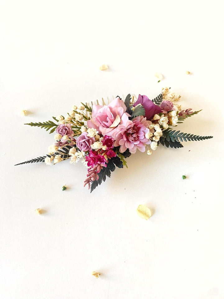 Purple Flower Hair Comb: Romantic Bridal Hair Accessories – handmade floral hair accessory by magaela