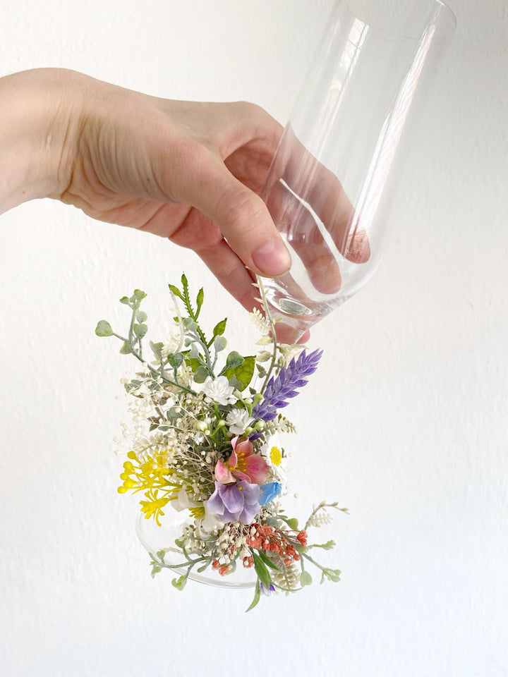 Wildflower Wedding Glass Decoration: Cottagecore Bridal Decor – handmade floral hair accessory by magaela