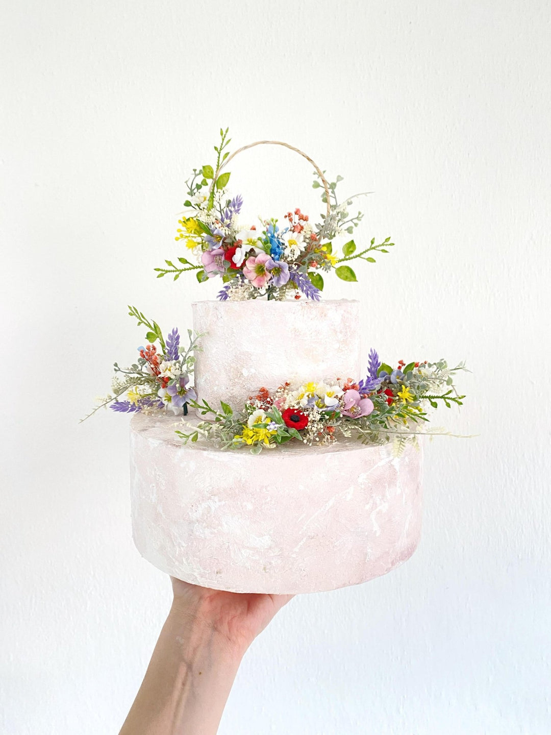 Wildflower Wedding Cake Topper Set: Boho Meadow Flowers, Artificial & Preserved – handmade floral hair accessory by magaela