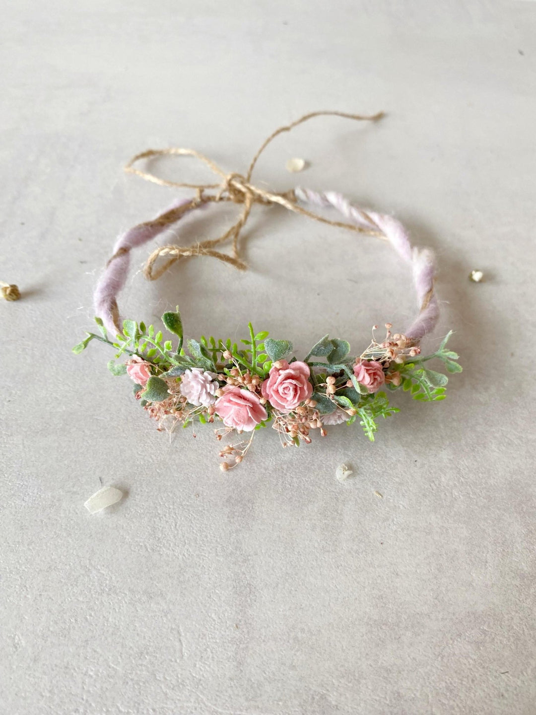 Newborn Flower Crown: Pink Floral Wreath, Baby Photo Prop – handmade floral hair accessory by magaela