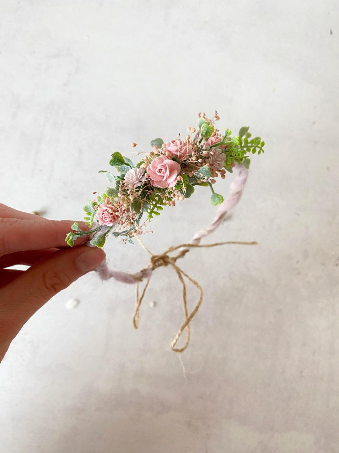 Newborn Flower Crown: Pink Floral Wreath, Baby Photo Prop – handmade floral hair accessory by magaela