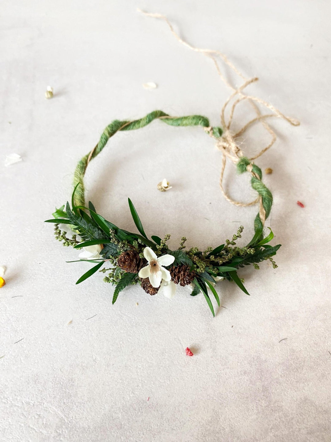 Woodland Newborn Flower Wreath: Greenery Photo Prop, Baby Crown – handmade floral hair accessory by magaela