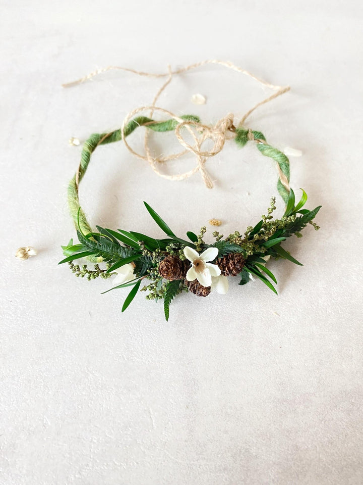 Woodland Newborn Flower Wreath: Greenery Photo Prop, Baby Crown – handmade floral hair accessory by magaela
