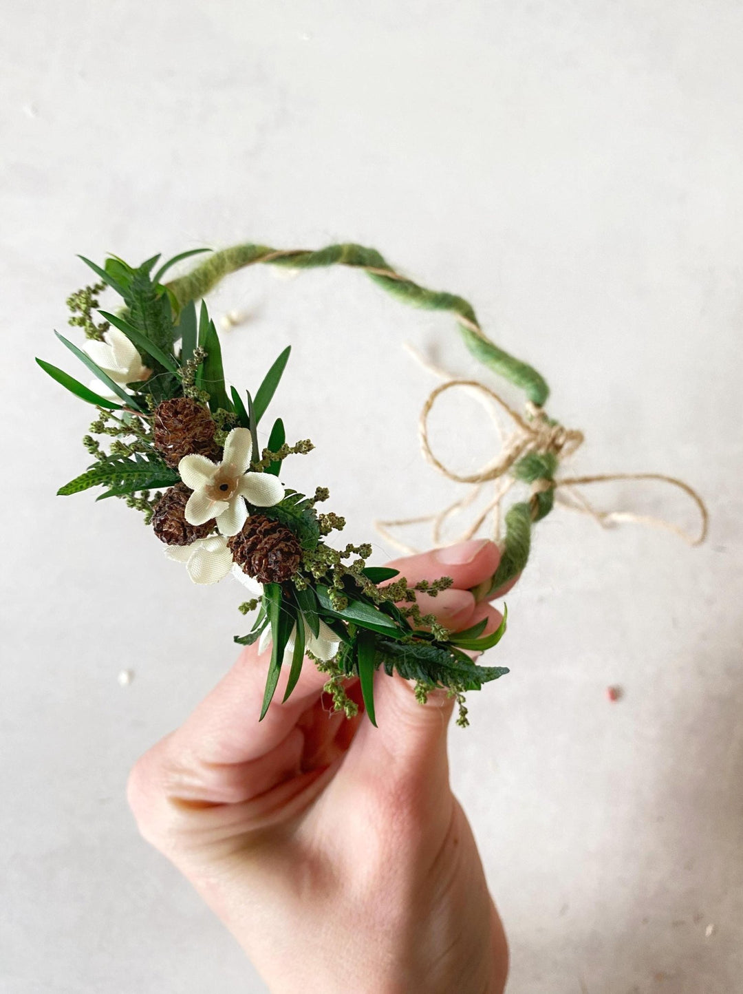 Woodland Newborn Flower Wreath: Greenery Photo Prop, Baby Crown – handmade floral hair accessory by magaela