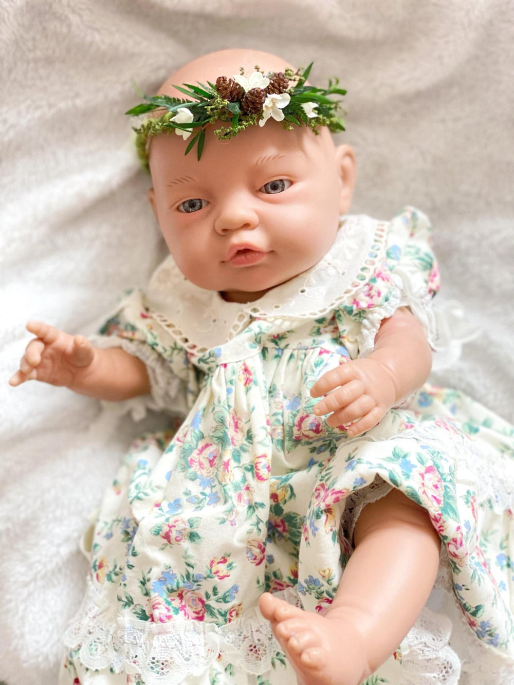 Woodland Newborn Flower Wreath: Greenery Photo Prop, Baby Crown – handmade floral hair accessory by magaela