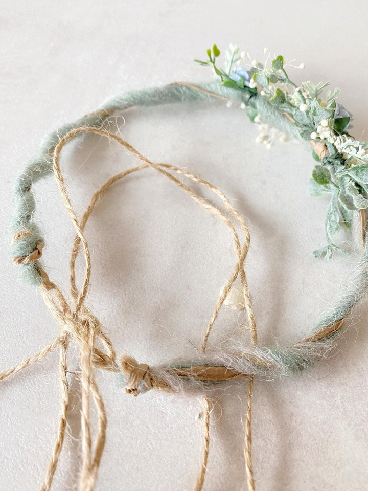 Baby Flower Crown: Blue Mint Floral Photo Prop – handmade floral hair accessory by magaela