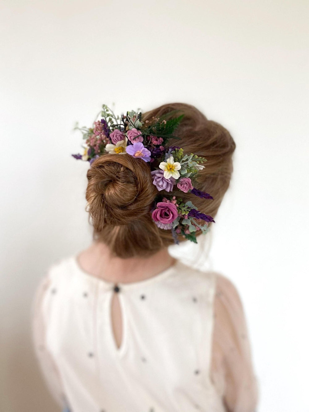 Purple Wildflower Hair Pins: Cottagecore Wedding Hair Accessories – handmade floral hair accessory by magaela