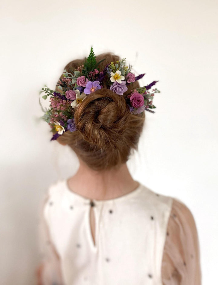Purple Wildflower Hair Pins: Cottagecore Wedding Hair Accessories – handmade floral hair accessory by magaela