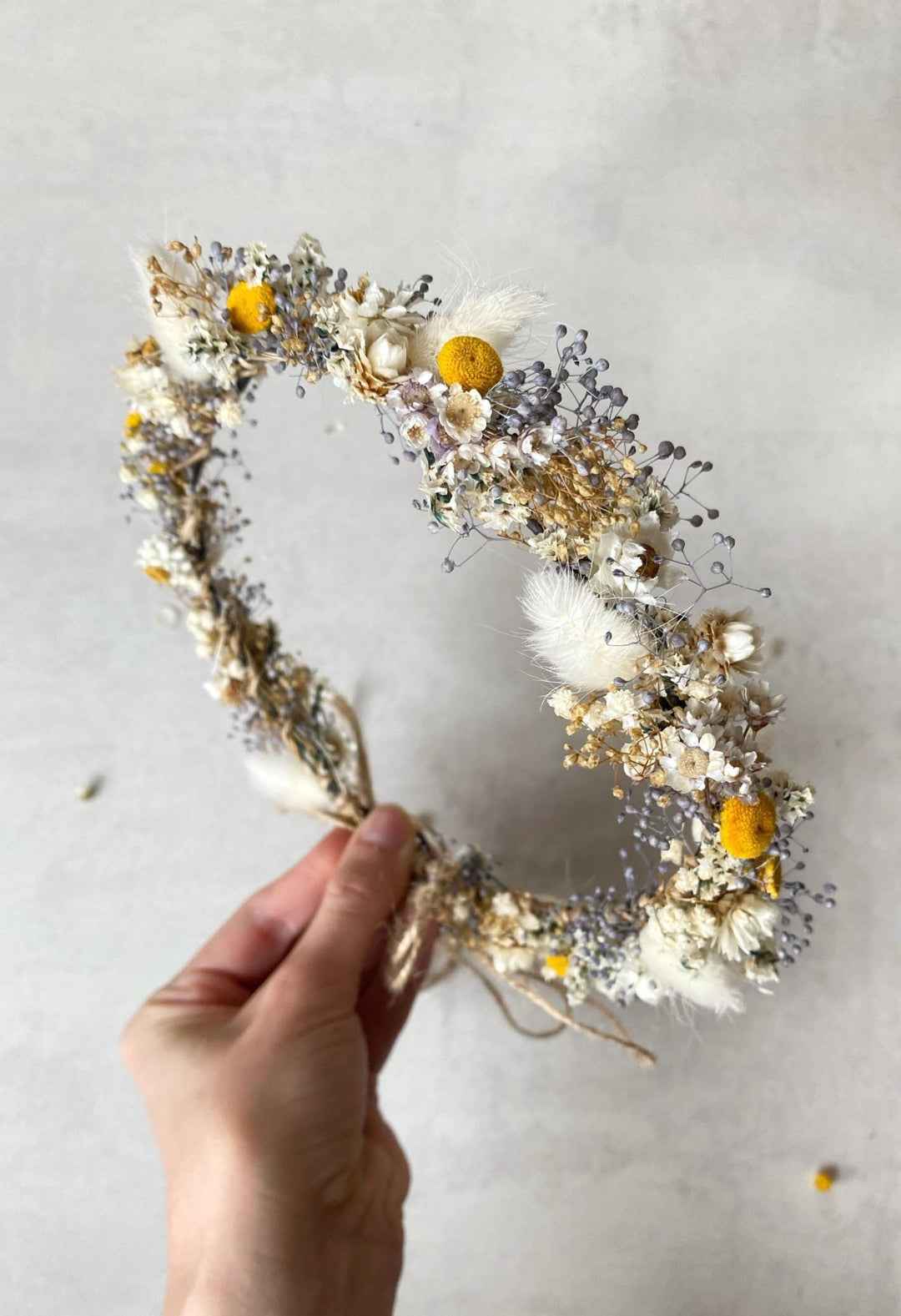 Preserved Flower Bridal Crown: Cottagecore Wedding Hair Wreath – handmade floral hair accessory by magaela