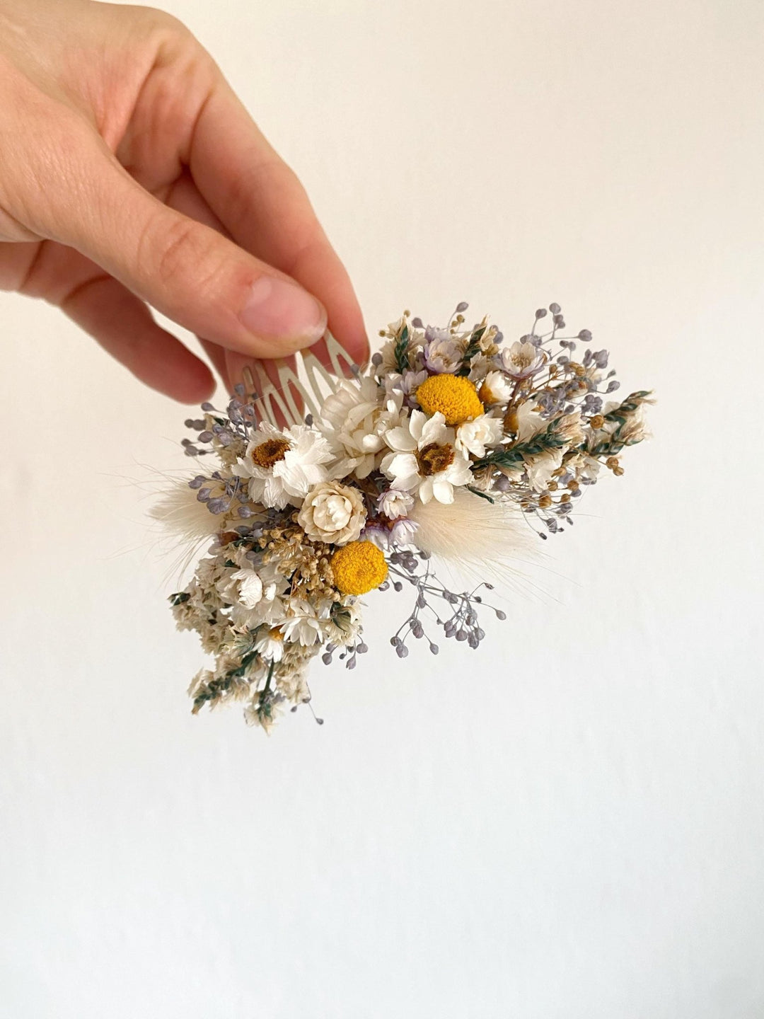 Dried Flower Hair Comb: Rustic Wedding Bridal Hair Clip – handmade floral hair accessory by magaela