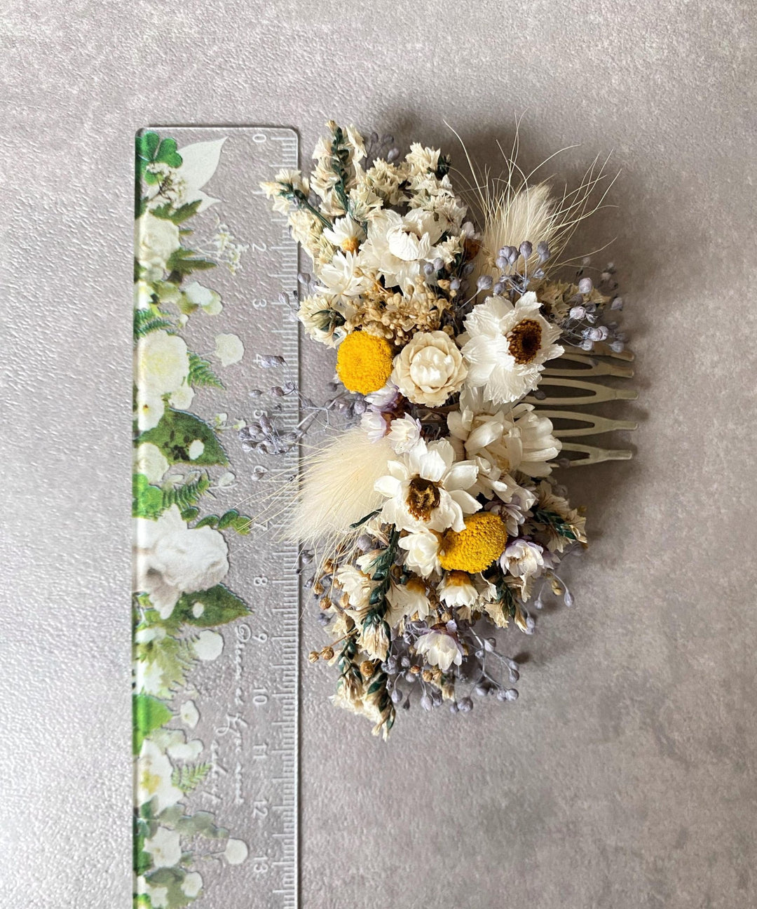 Dried Flower Hair Comb: Rustic Wedding Bridal Hair Clip – handmade floral hair accessory by magaela