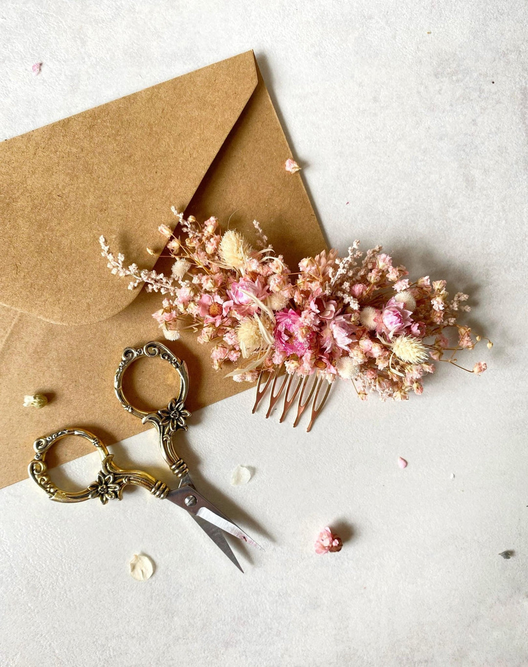 Pink Flower Hair Comb: Rustic Wedding Bridal Hair Clip – handmade floral hair accessory by magaela