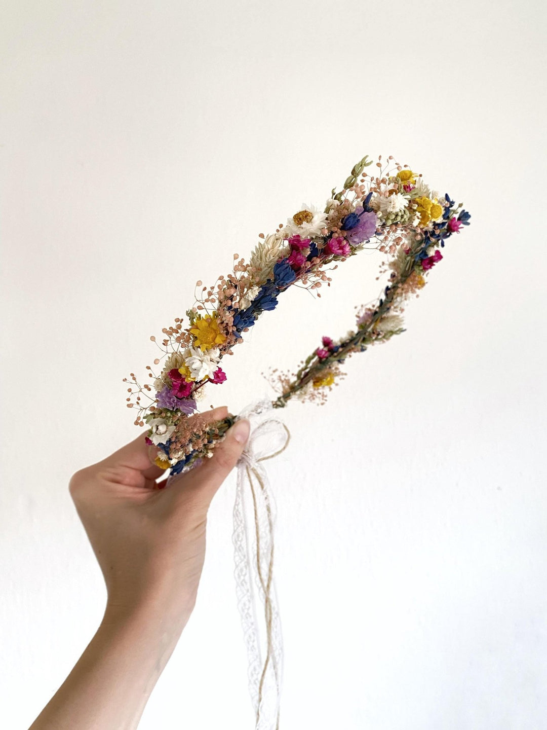 Preserved Flower Bridal Wreath: Rustic Cottagecore Hair Crown – handmade floral hair accessory by magaela