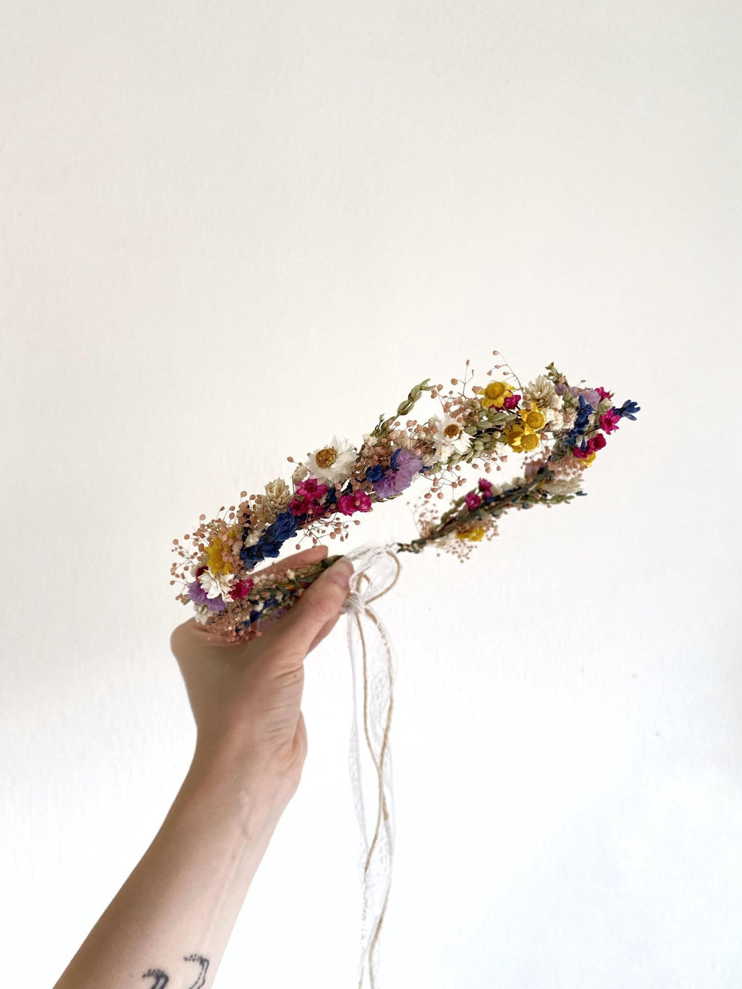 Preserved Flower Bridal Wreath: Rustic Cottagecore Hair Crown – handmade floral hair accessory by magaela