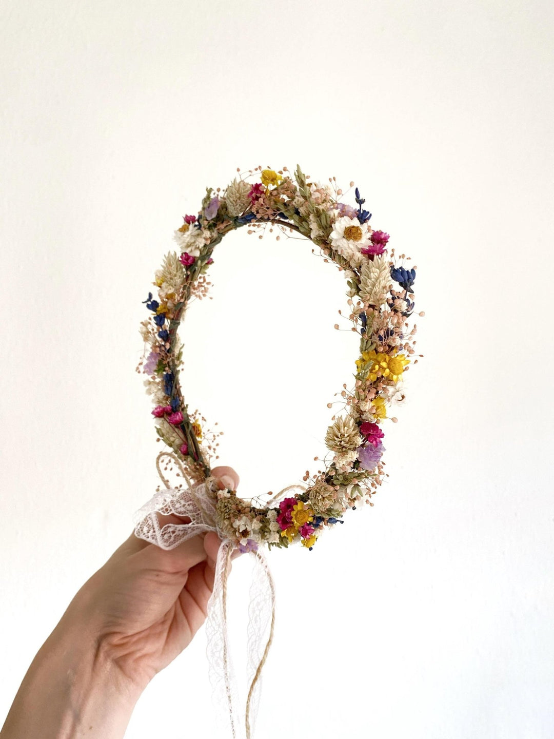 Preserved Flower Bridal Wreath: Rustic Cottagecore Hair Crown – handmade floral hair accessory by magaela